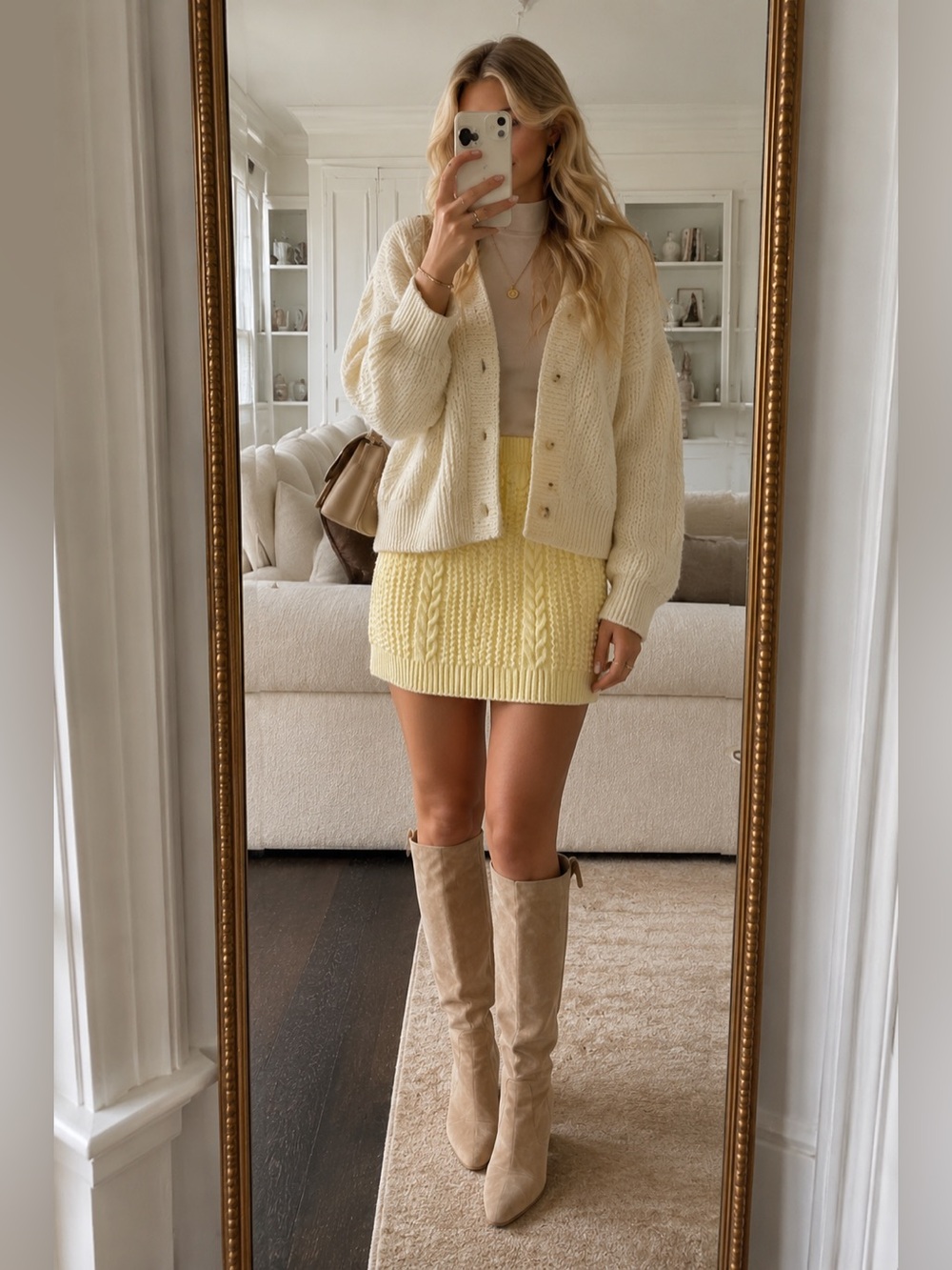 Cider Butter Yellow Cable Knit Mini Sweater Skirt Size Medium